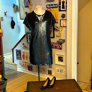 Moulinette Soeurs Party/cocktail/Special event dress in navy and silver sequence